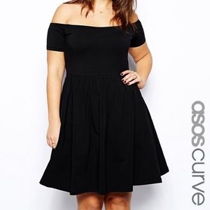 ASOS Curve skater dress with bardot neckline